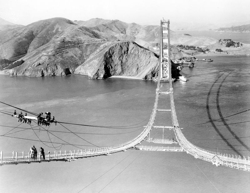 Photo of the Golden Gate Bridge Under Construction