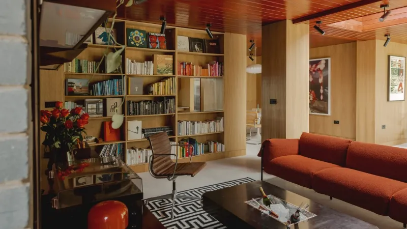 Eclectic '70s Home Library