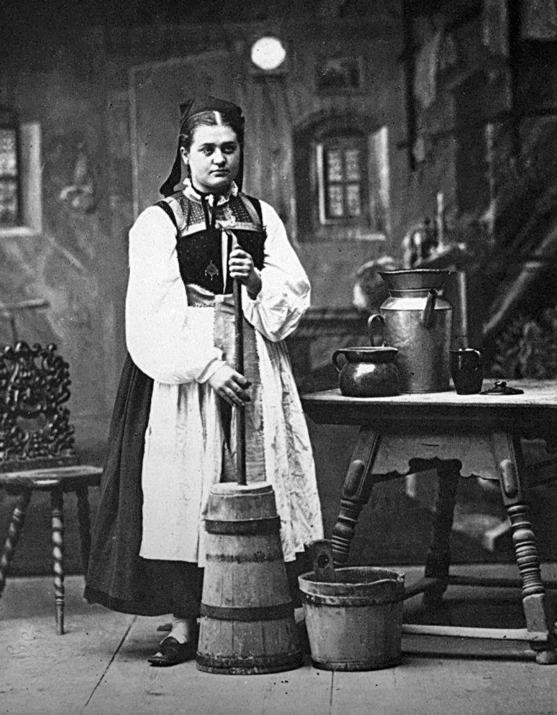 Homemade Butter Churning