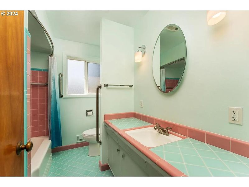 Pink and Mint Green Bathrooms