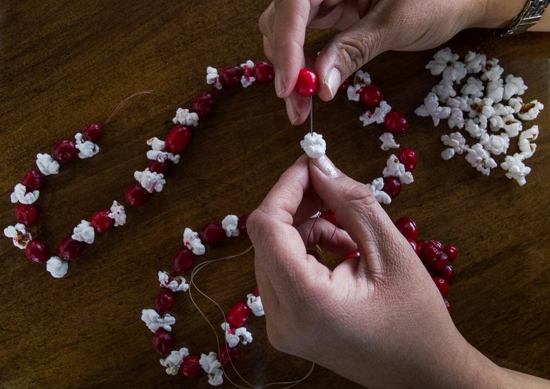 Stringing Popcorn for Holiday Decor