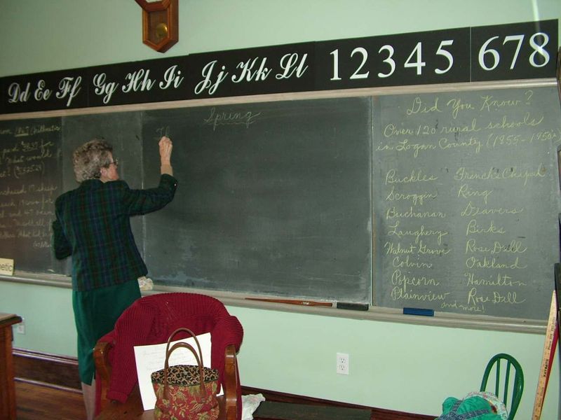 Cursive Alphabet Strips Above the Chalkboard