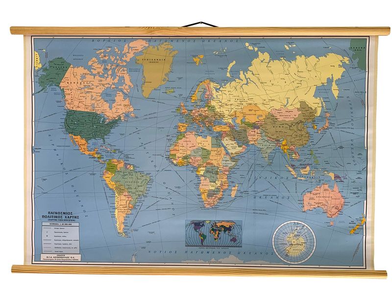 Giant Wall Maps in Muted Earth Tones
