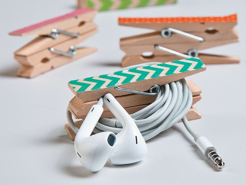 Clothespins as Cable Organizers