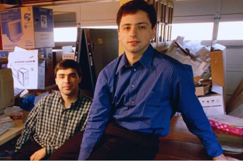 Google Founders Larry Page and Sergey Brin in Their Stanford Dorm Office