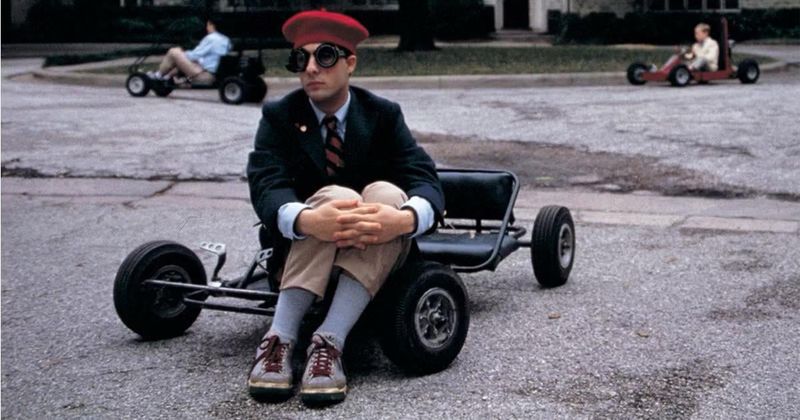 Jason Schwartzman on the set of Rushmore