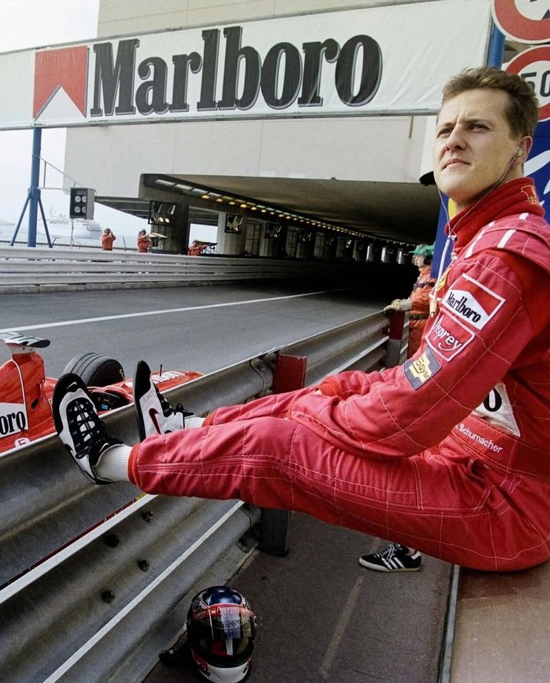 Michael Schumacher taking a break during the Monaco Grand Prix (1998)